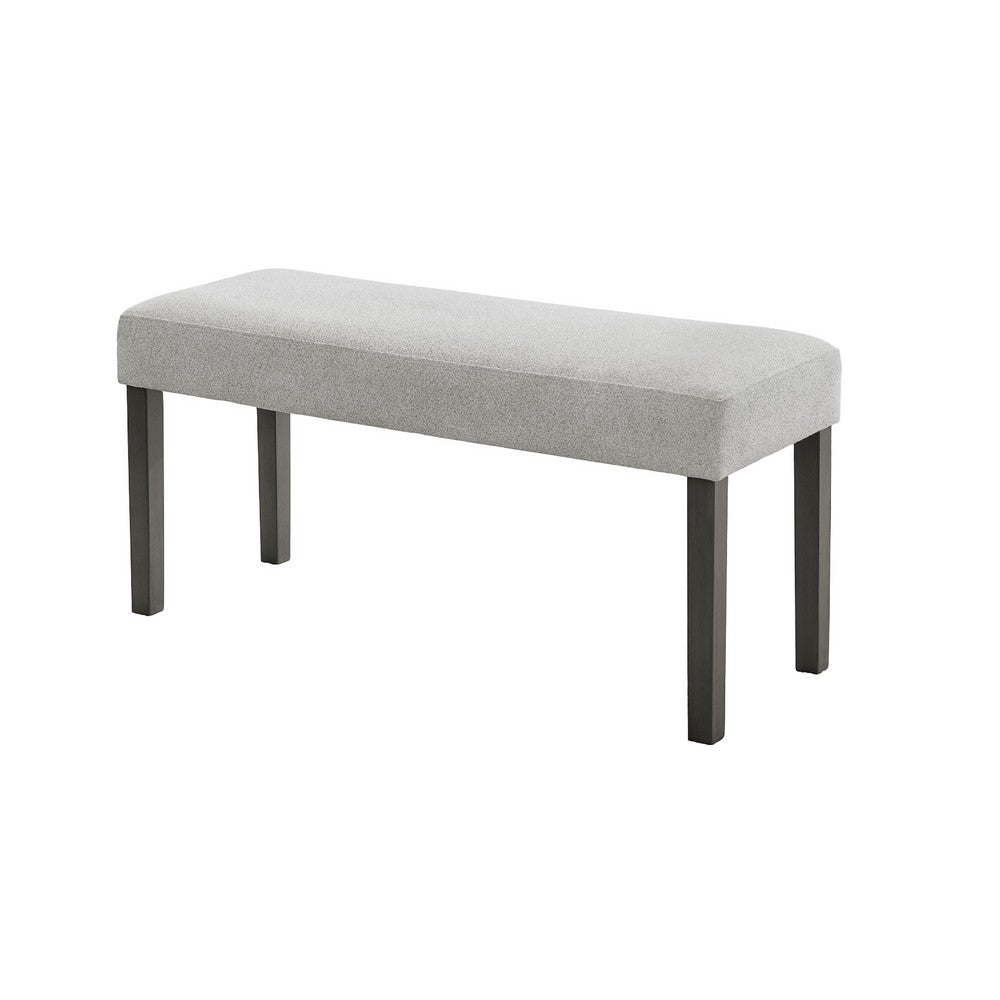 Benjara Jeny Dining Bench, Foam Padded Seat, 40 Inch Wide Dark Gray Wood