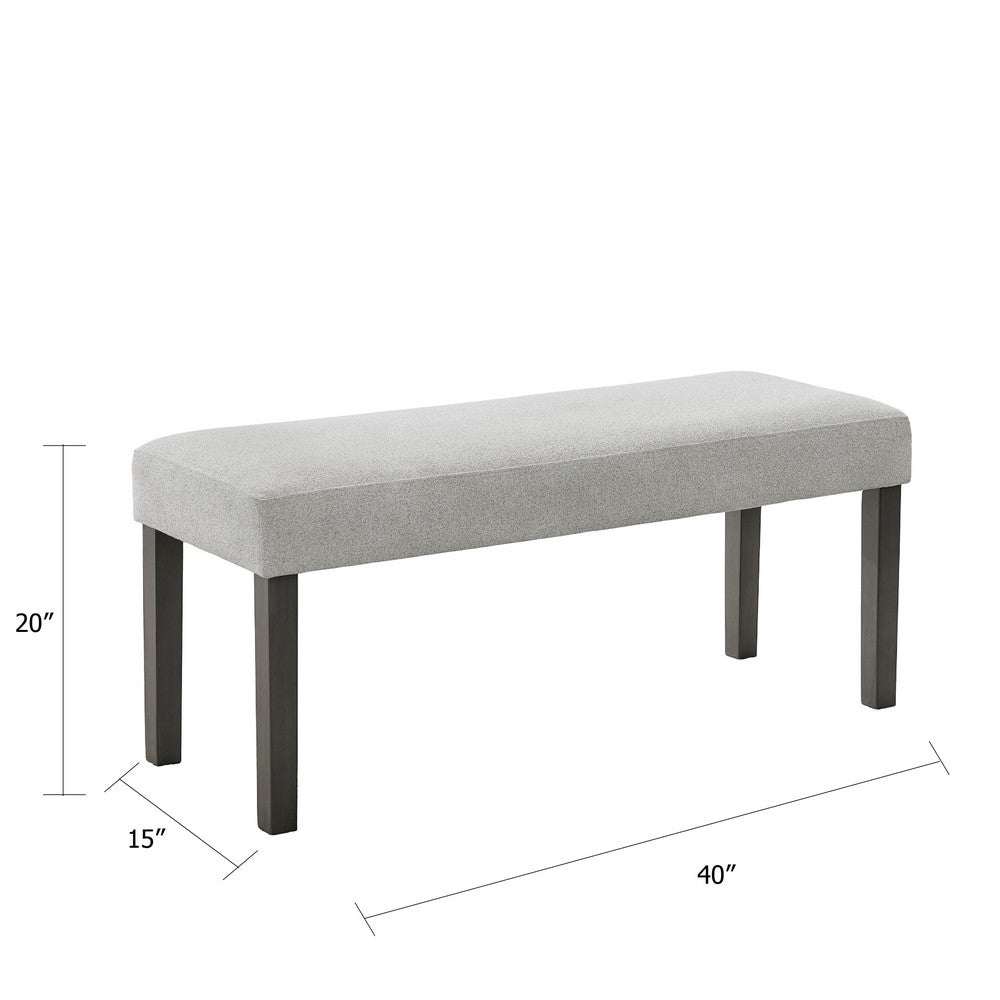 Benjara Jeny Dining Bench, Foam Padded Seat, 40 Inch Wide Dark Gray Wood