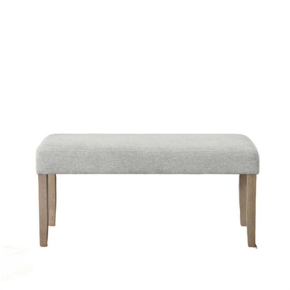 Benjara Teny Dining Bench, Light Gray Seat, 41 Inch Wide Oak Brown Frame