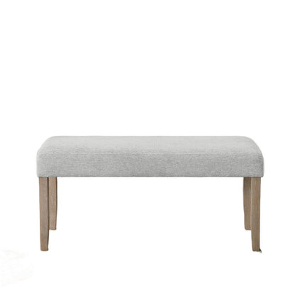 Benjara Teny Dining Bench, Light Gray Seat, 41 Inch Wide Oak Brown Frame