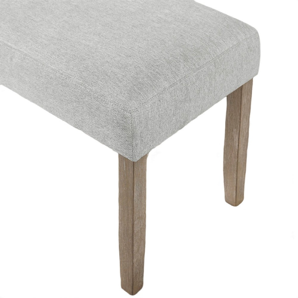Benjara Teny Dining Bench, Light Gray Seat, 41 Inch Wide Oak Brown Frame