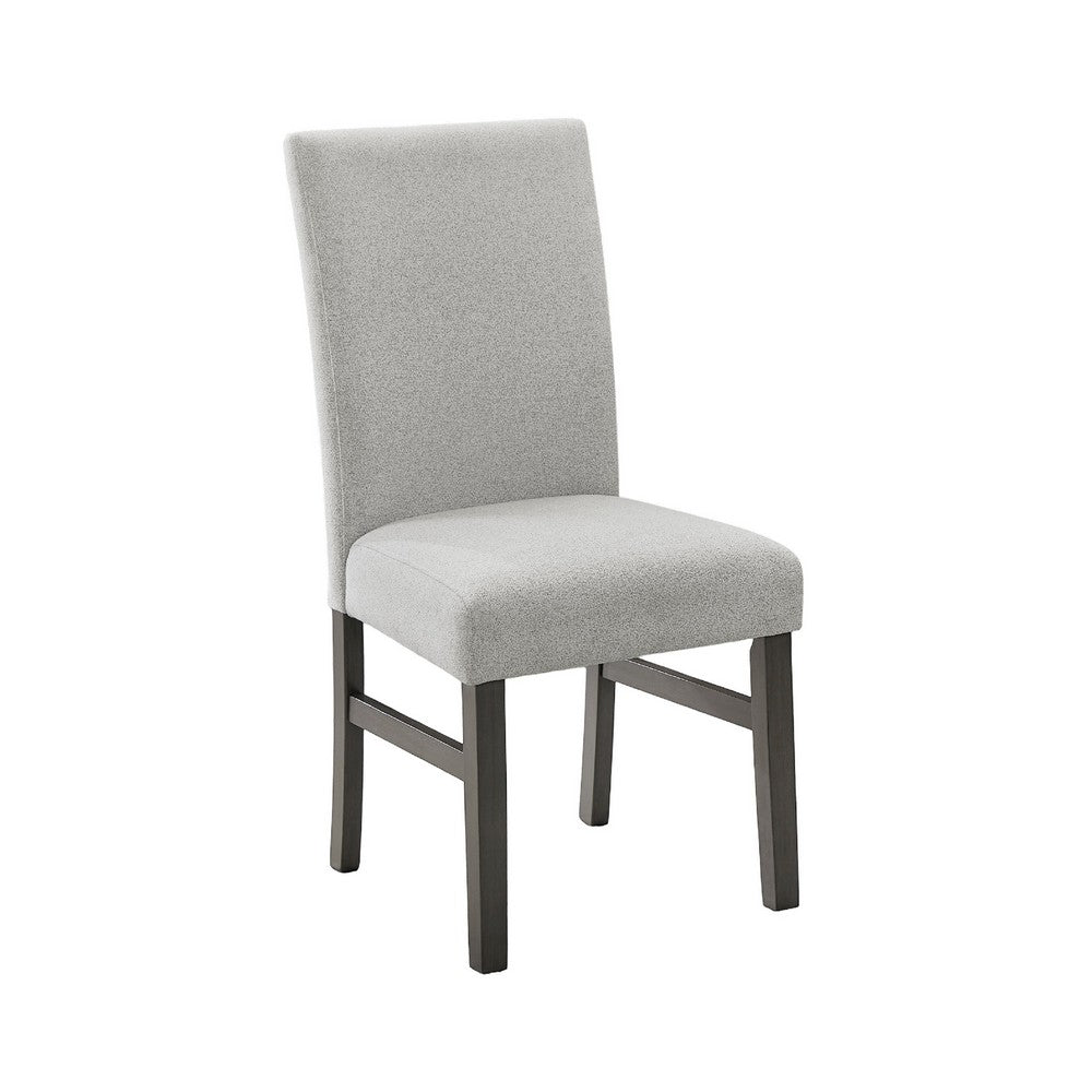 Benjara Jeny Dining Chair Set of 2, Gray Padded Seats, Classic Parsons Design
