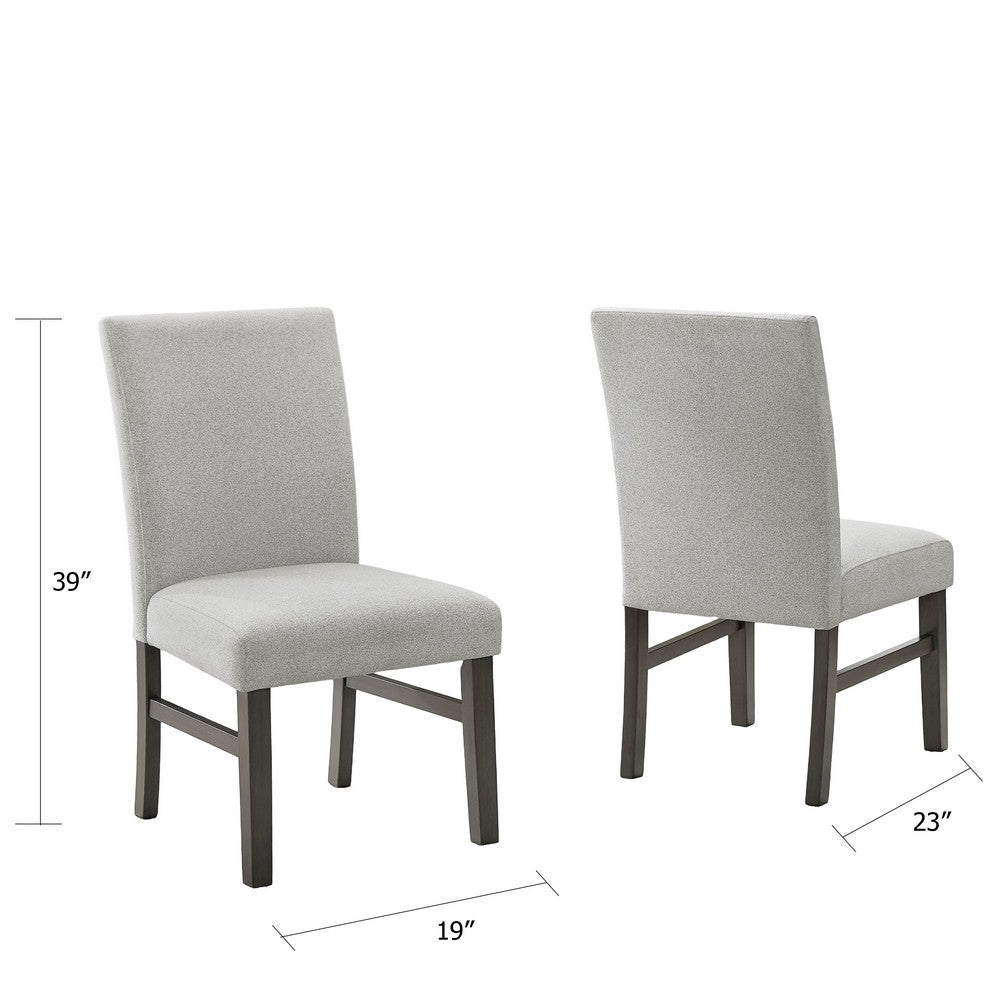 Benjara Jeny Dining Chair Set of 2, Gray Padded Seats, Classic Parsons Design