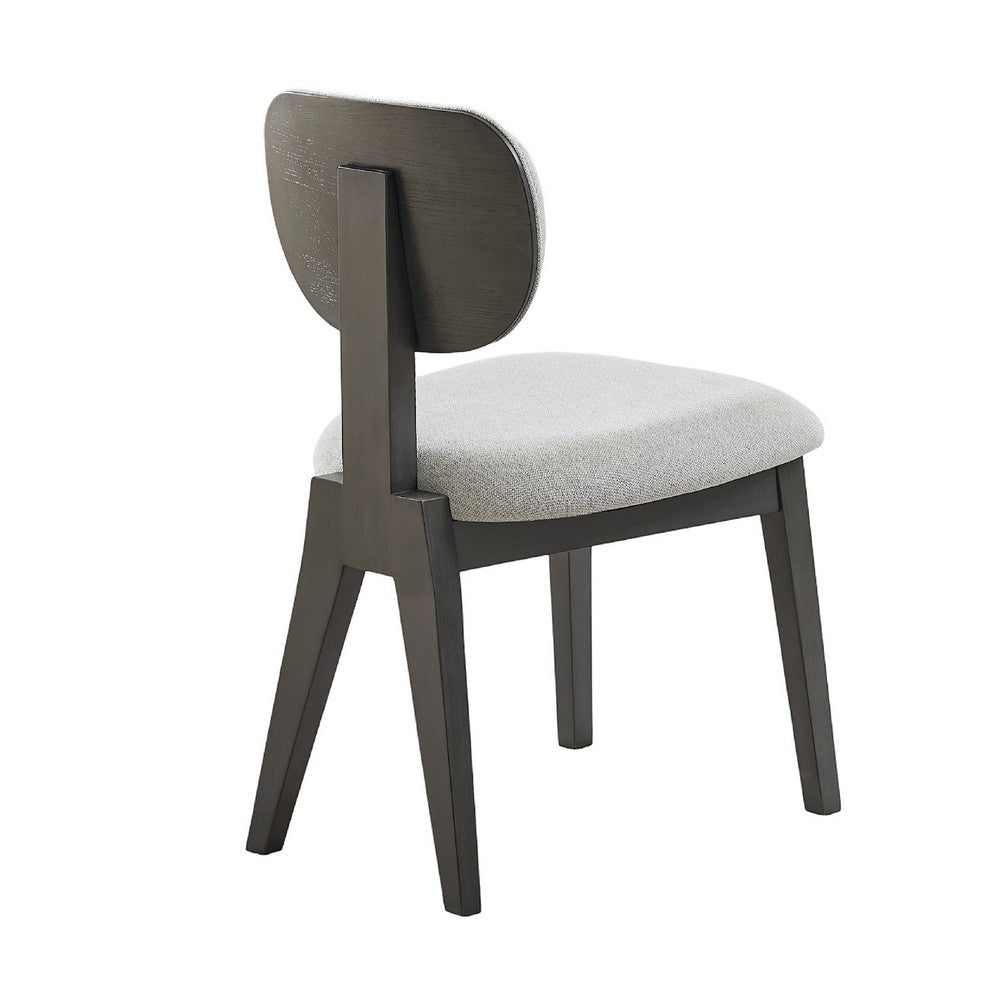 Benjara Beny Dining Chair Set of 2, Retro Padded Seat And Low Back, Gray
