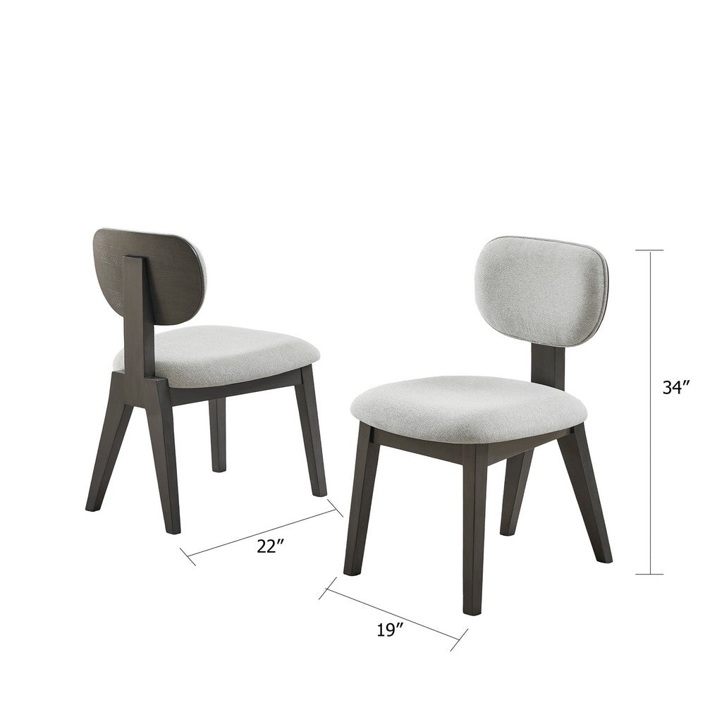 Benjara Beny Dining Chair Set of 2, Retro Padded Seat And Low Back, Gray