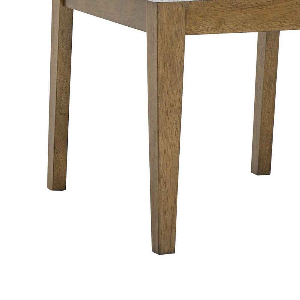 Benjara Meny Dining Chair Set of 2, Light Gray Panel Back, Walnut Oak Brown