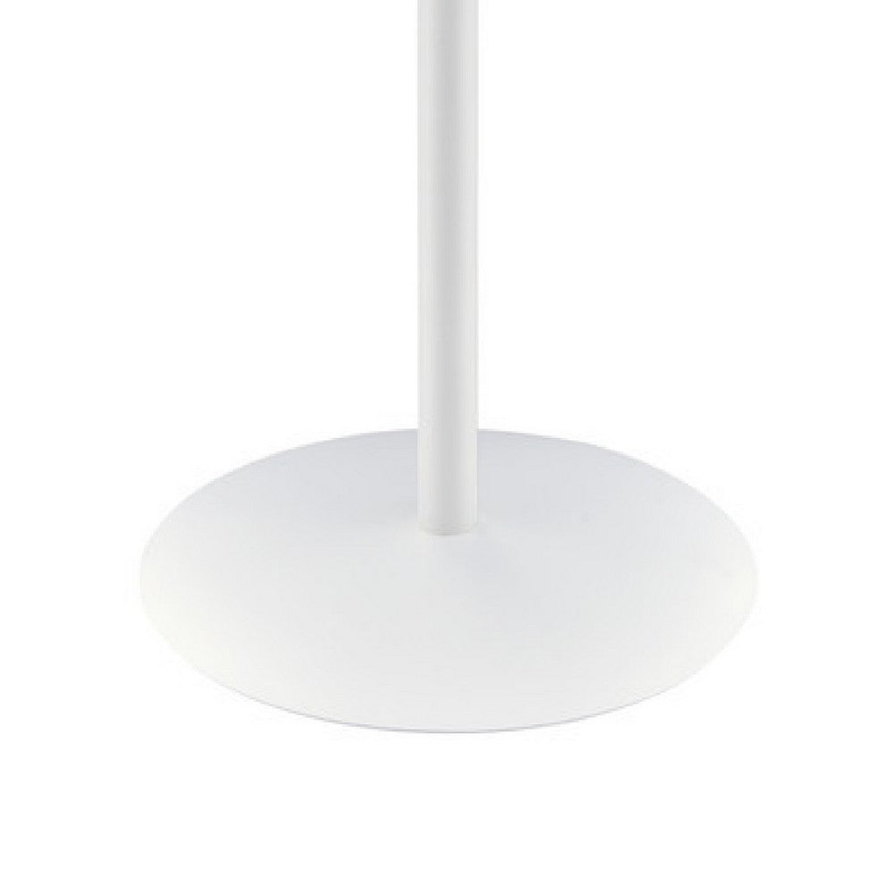 Benjara Ciry Side End Table, 18 Inch Round Marble Glass Top, Steel Base, White