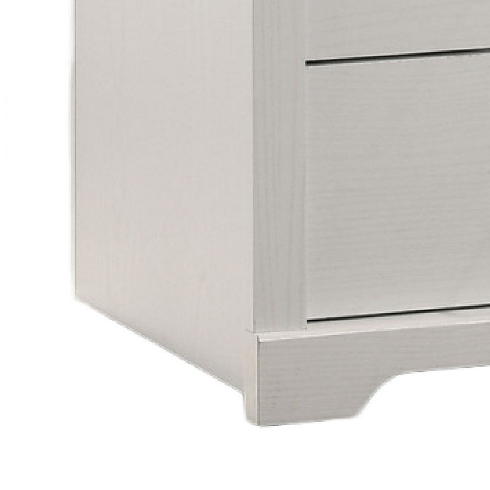 Benjara Lara Nightstand, 2 Drawers with 1 Top Open Shelf And USB Ports, White
