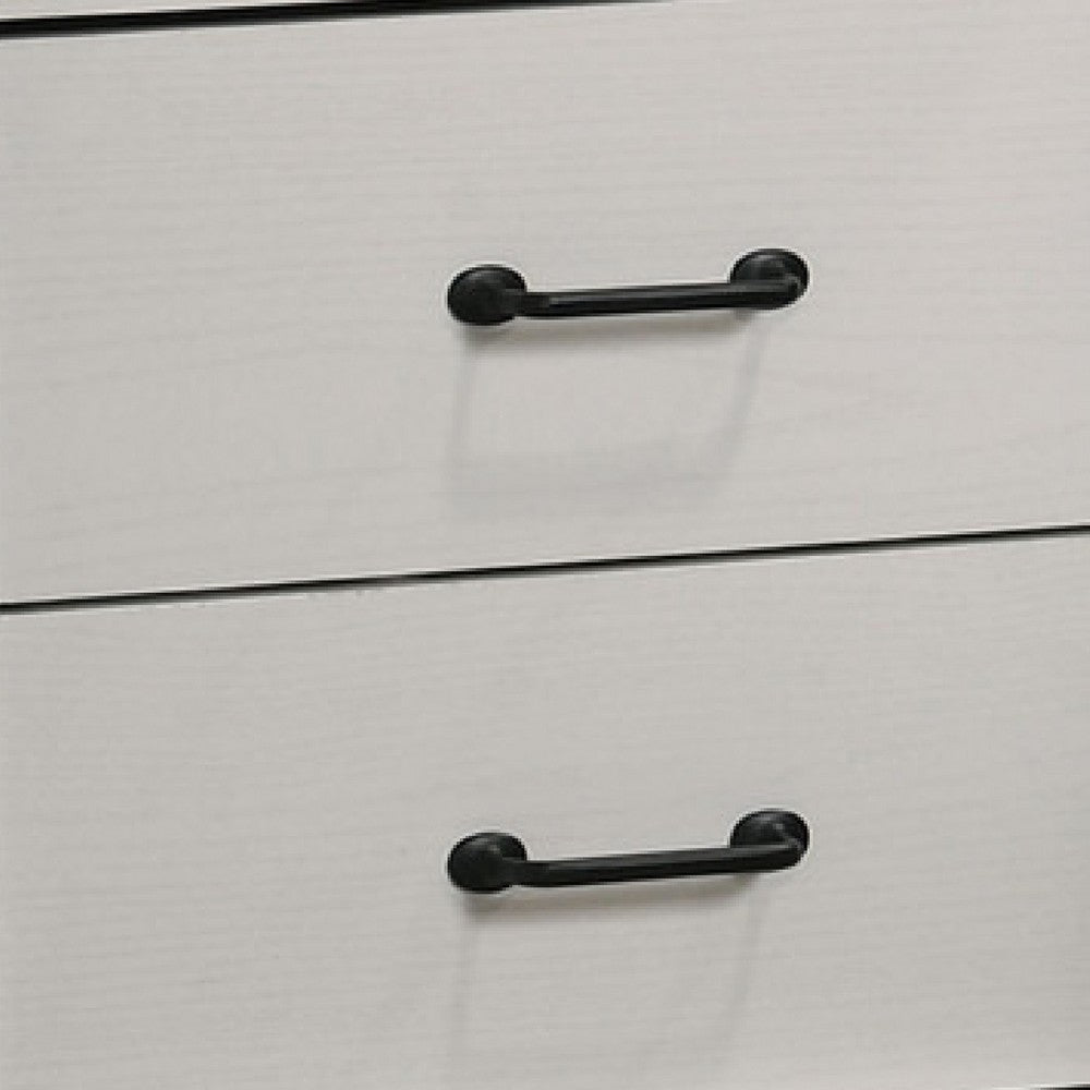 Benjara Lara Nightstand, 2 Drawers with 1 Top Open Shelf And USB Ports, White