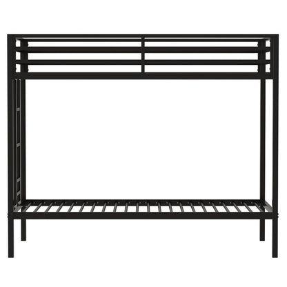 Benjara Ady Twin Over Twin Bunk Bed with Ladder And Guardrails, Black Metal Frame