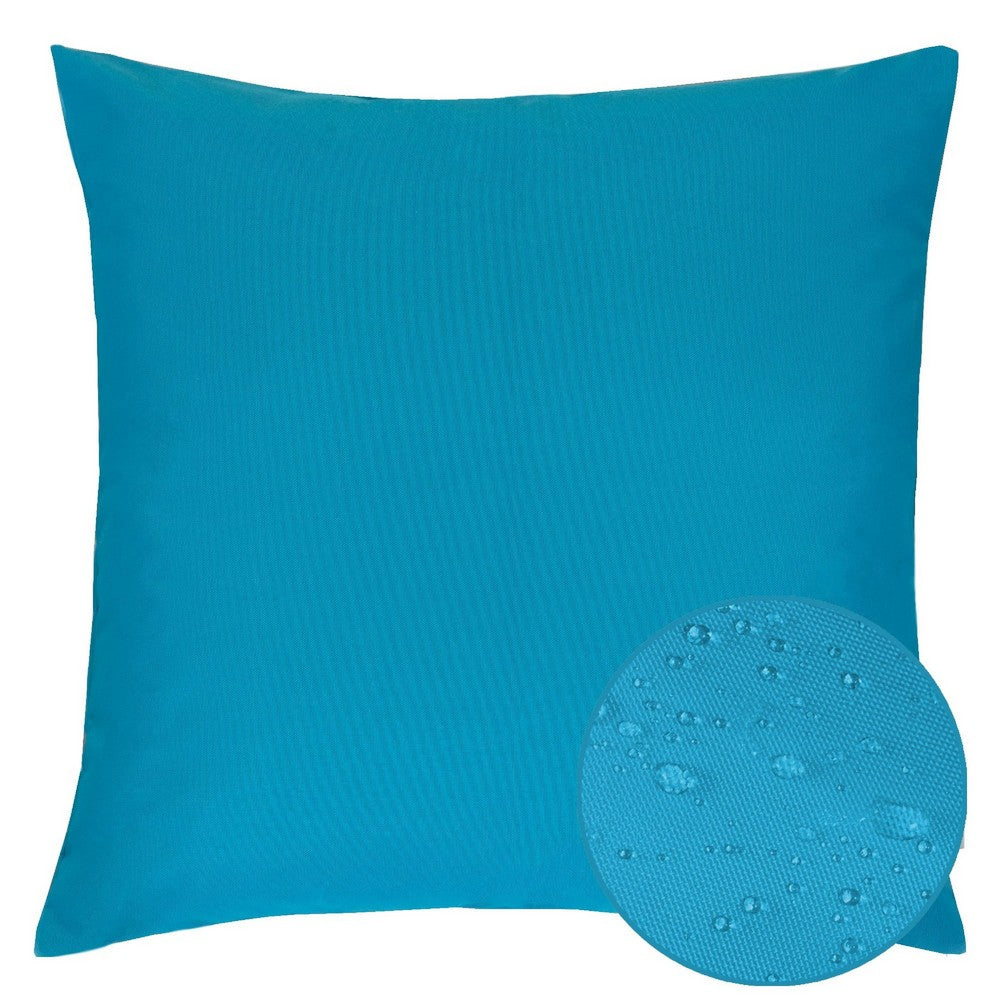 Benjara Outdoor Indoor Throw Pillow Cover, Aqua Blue Polyester, 20x20 Inch Square