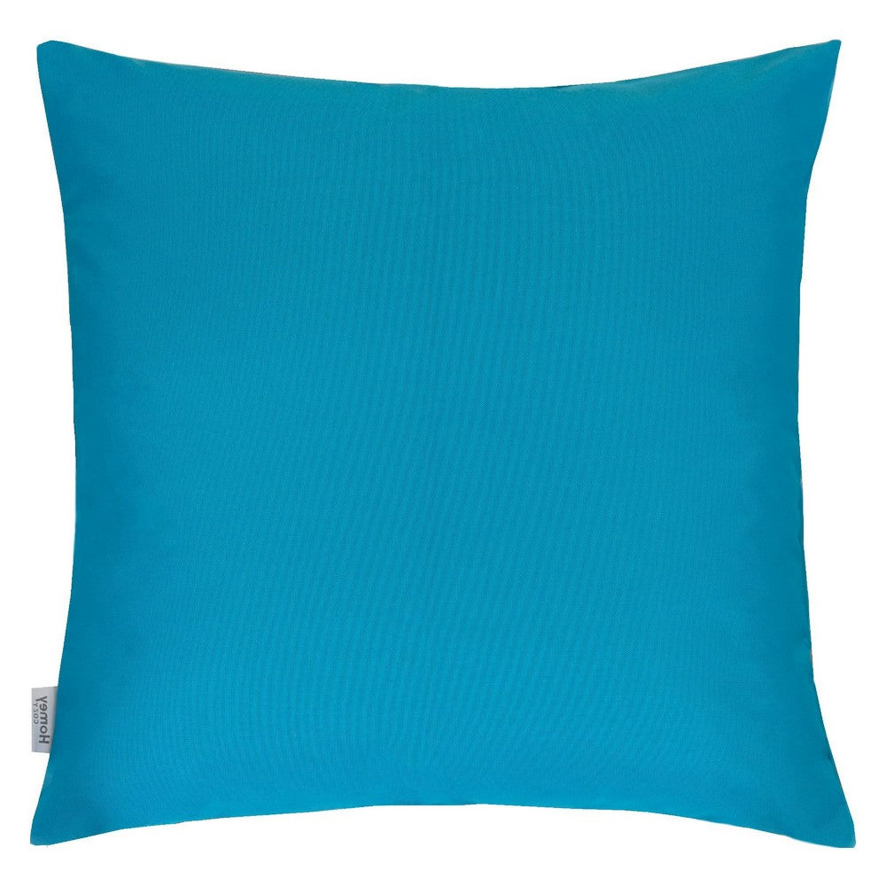 Benjara Outdoor Indoor Throw Pillow Cover, Aqua Blue Polyester, 20x20 Inch Square
