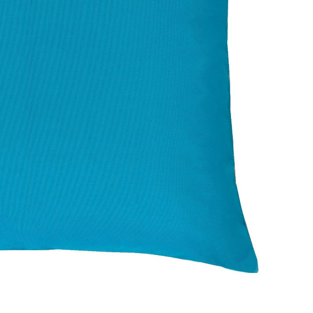 Benjara Outdoor Indoor Throw Pillow Cover, Aqua Blue Polyester, 20x20 Inch Square
