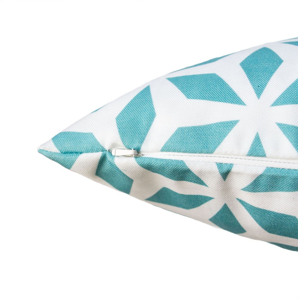 Benjara Outdoor Indoor Throw Pillow Cover, Aqua Blue Crystal Burst 20 Inch Square