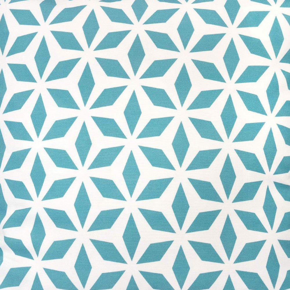Benjara Outdoor Indoor Throw Pillow Cover, Aqua Blue Crystal Burst 20 Inch Square