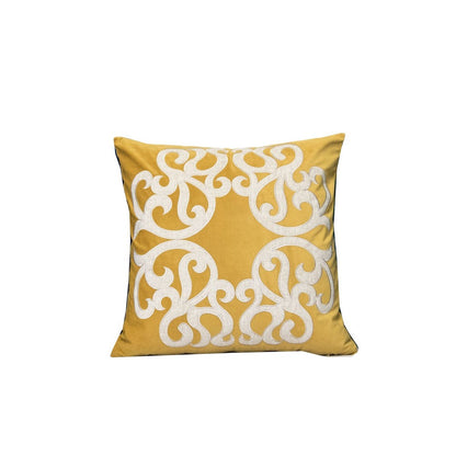 Benjara Dery 20x20 Square Throw Pillow Cover, 2 Sided Yellow Cover Velvet Vintage