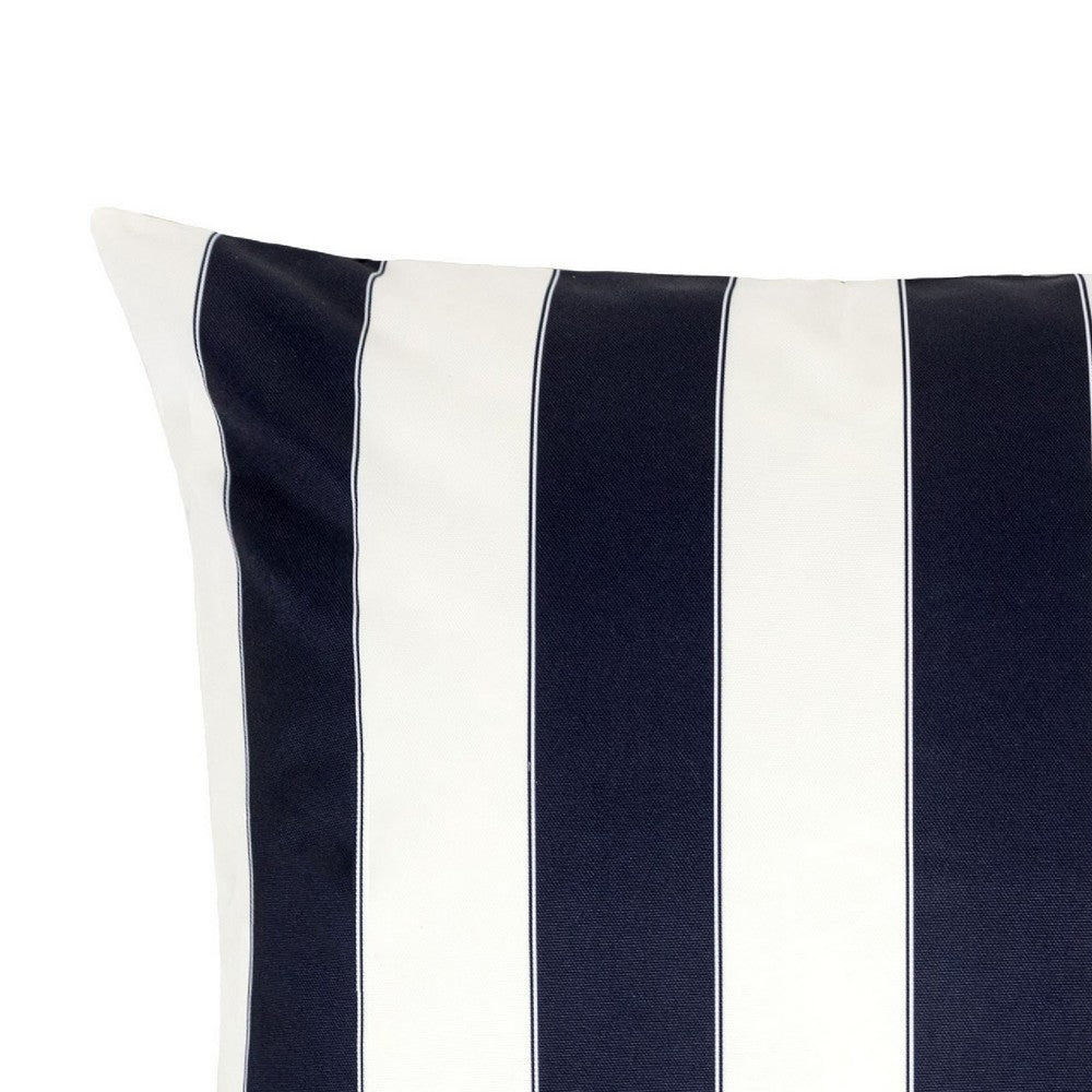 Benjara Keo Accent Pillow Cover, Navy Blue And White Stripes, 20 Inch Square
