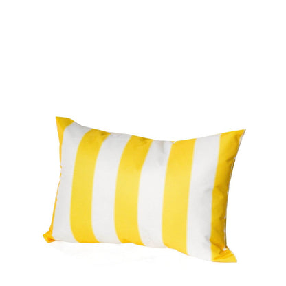Benjara Keo Accent Lumbar Pillow Cover, Yellow Cover And White Stripes, 14x20