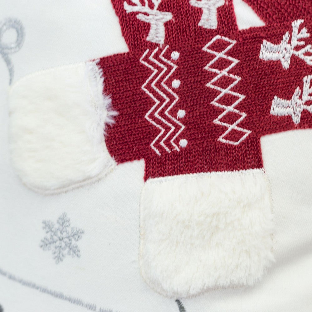 Benjara Throw Pillow Cover, Let It Snow Christmas Red Knit Hat, 20 Inch Square