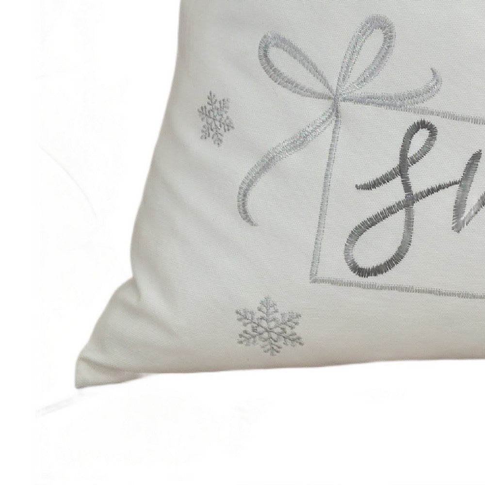 Benjara Christmas Throw Pillow, Let It Snow Green Knit Hat Design, 20 Inch Square