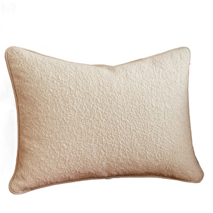 Benjara Hez Lumbar Throw Pillow, Plush Ivory Textured Fabric, 16x24 Rectangular