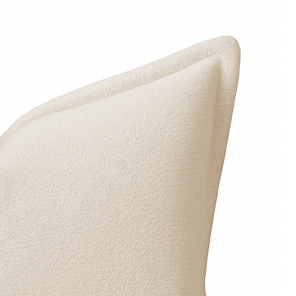 Benjara Hez Lumbar Throw Pillow, Flexible Ivory Fabric with Tailored Edges, 16x24
