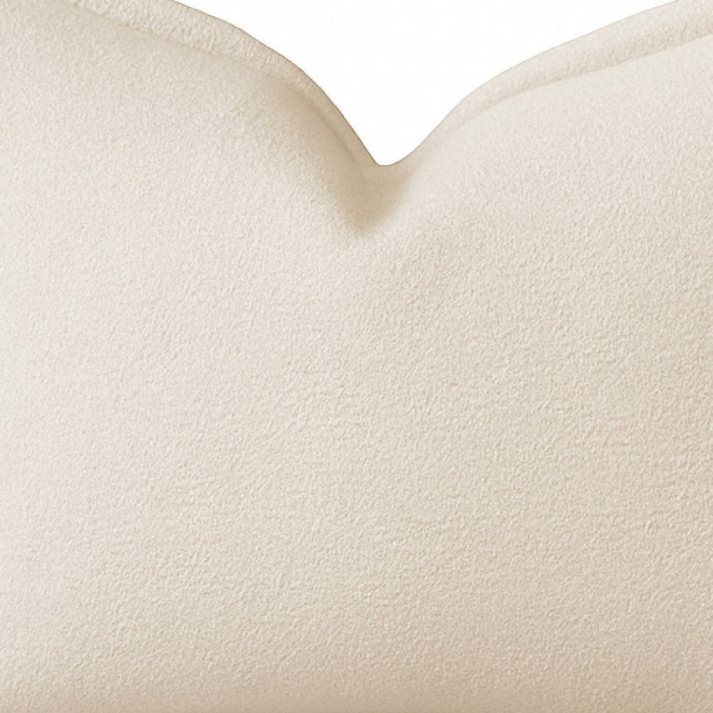Benjara Hez Lumbar Throw Pillow, Flexible Ivory Fabric with Tailored Edges, 16x24
