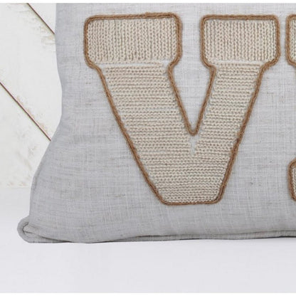 Benjara Decorative Throw Pillow, Love Pumpkin Beige Linen Embroidery, 20 Inch Square