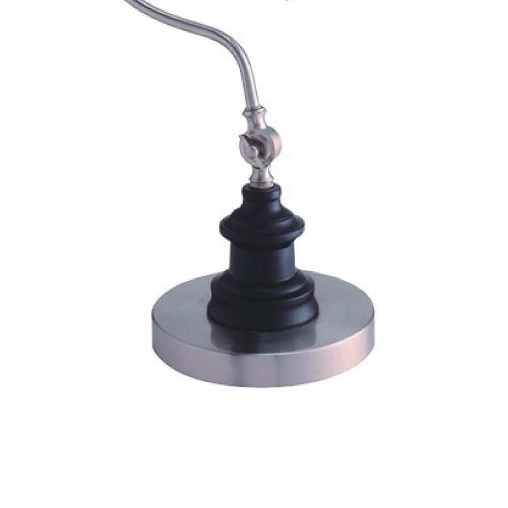 Benjara Roma Table Lamp, Gooseneck Arm And Adjustable Head, Nickel, Black Metal