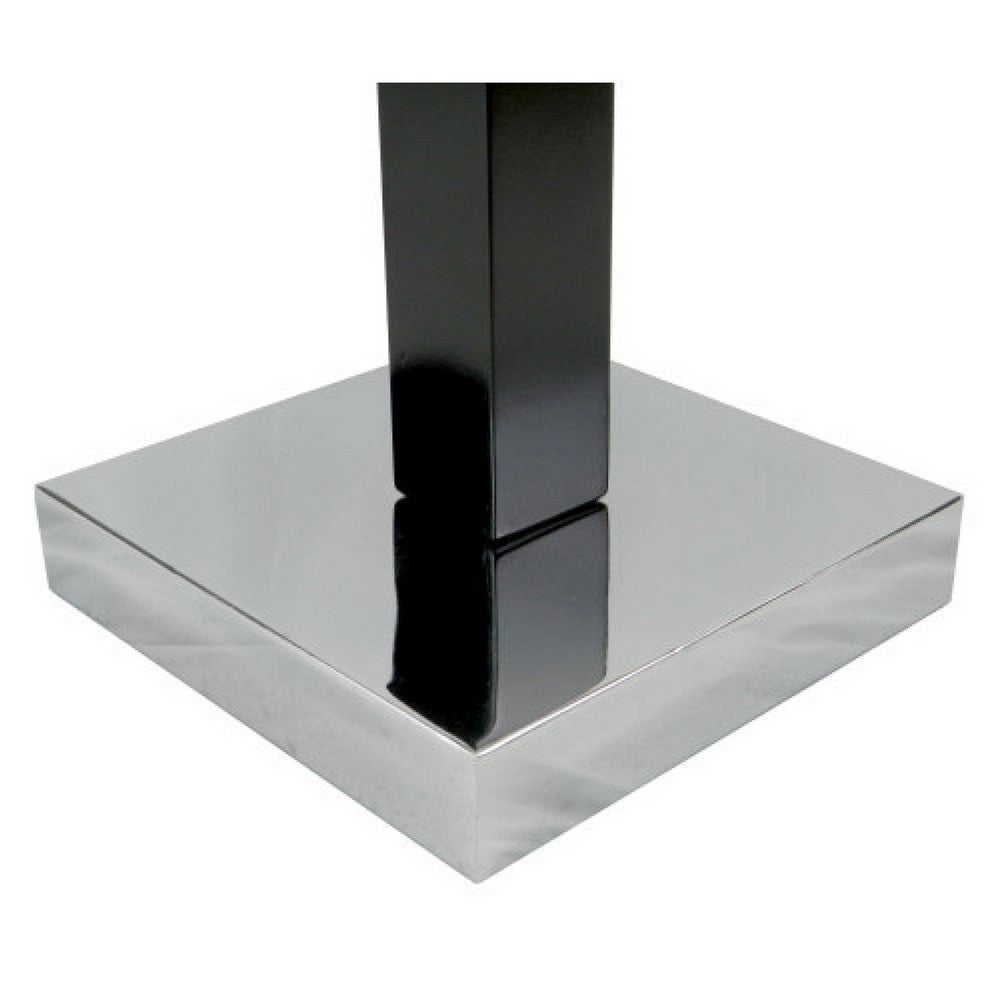 Benjara Table Lamp, White Fabric Shade, Square Brown Body, Chrome Metal Base