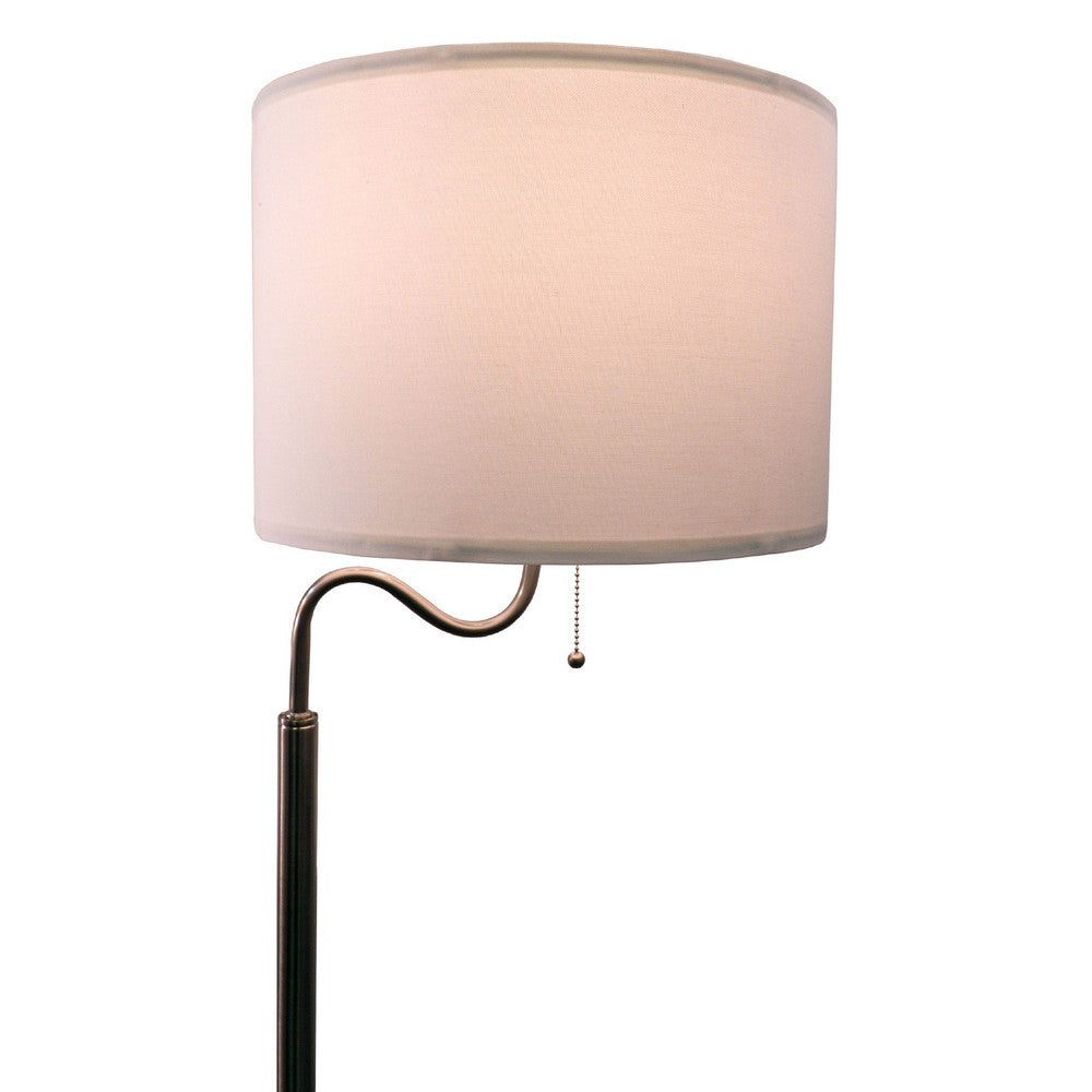 Benjara Accent Table Lamp with Shelves And USB Ports, 58 Inch, White Drum Shade