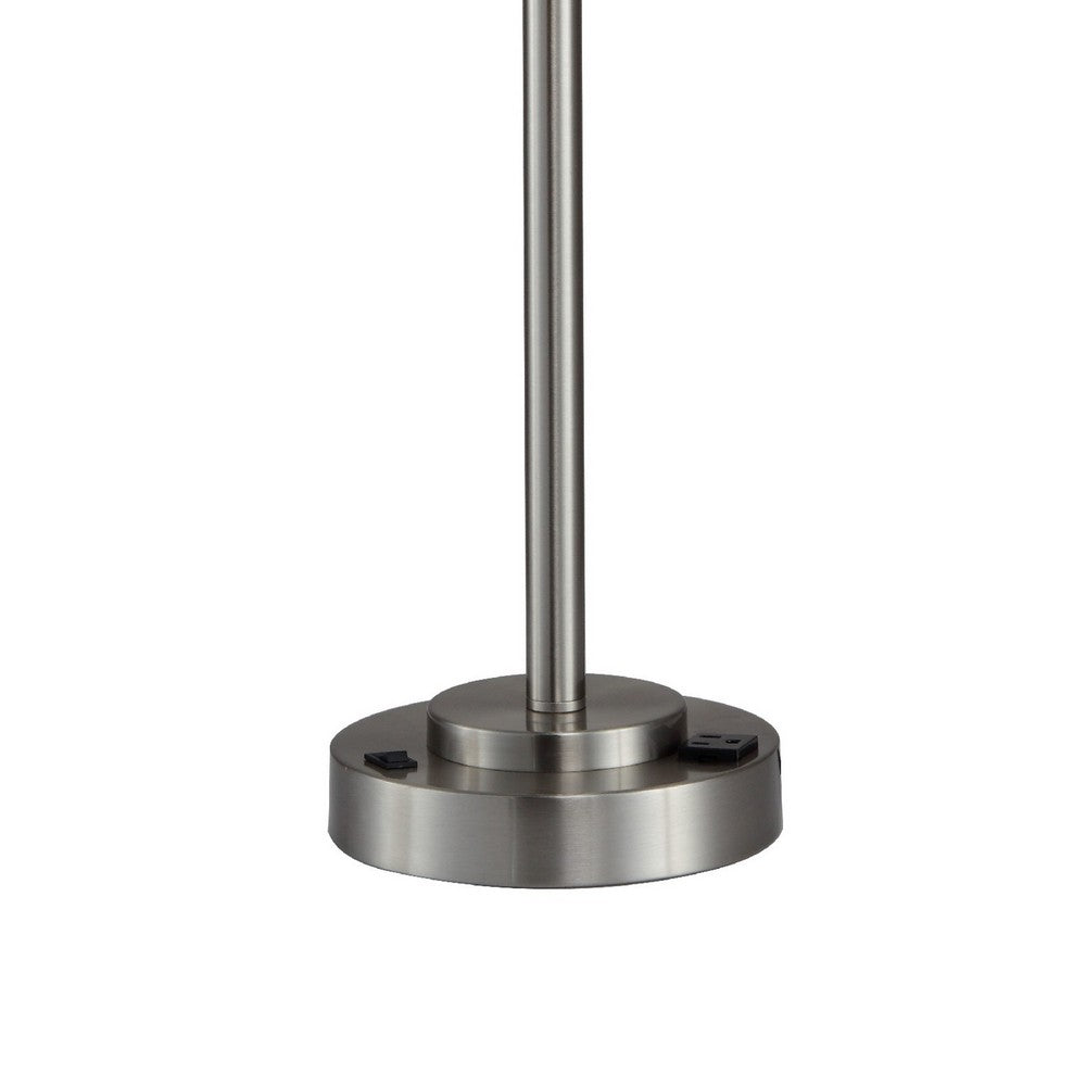 Benjara Lesy Accent Table Lamp, 28 Inch, Chrome Crystal Shade, Round Metal Base