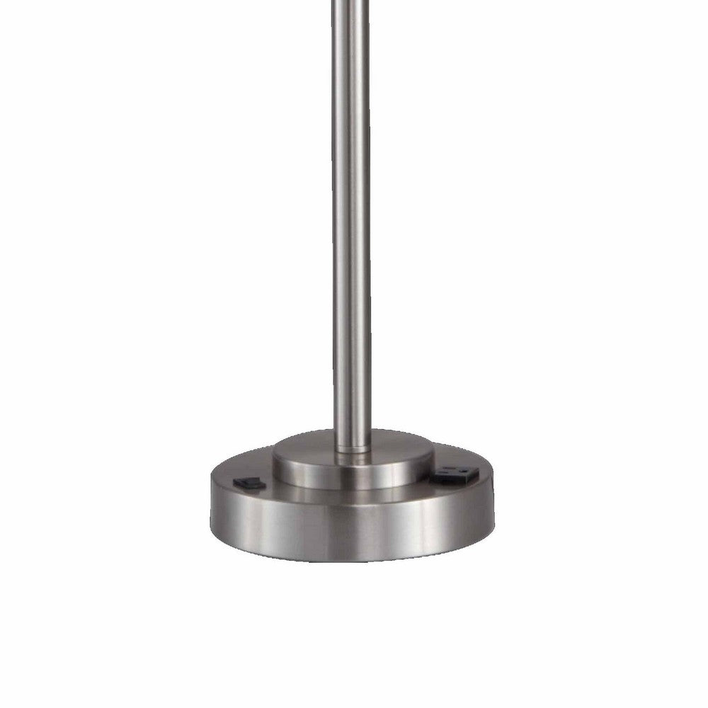 Benjara Lesy Accent Table Lamp, 28 Inch, Smoke Gray Crystal Shade, Metal Base