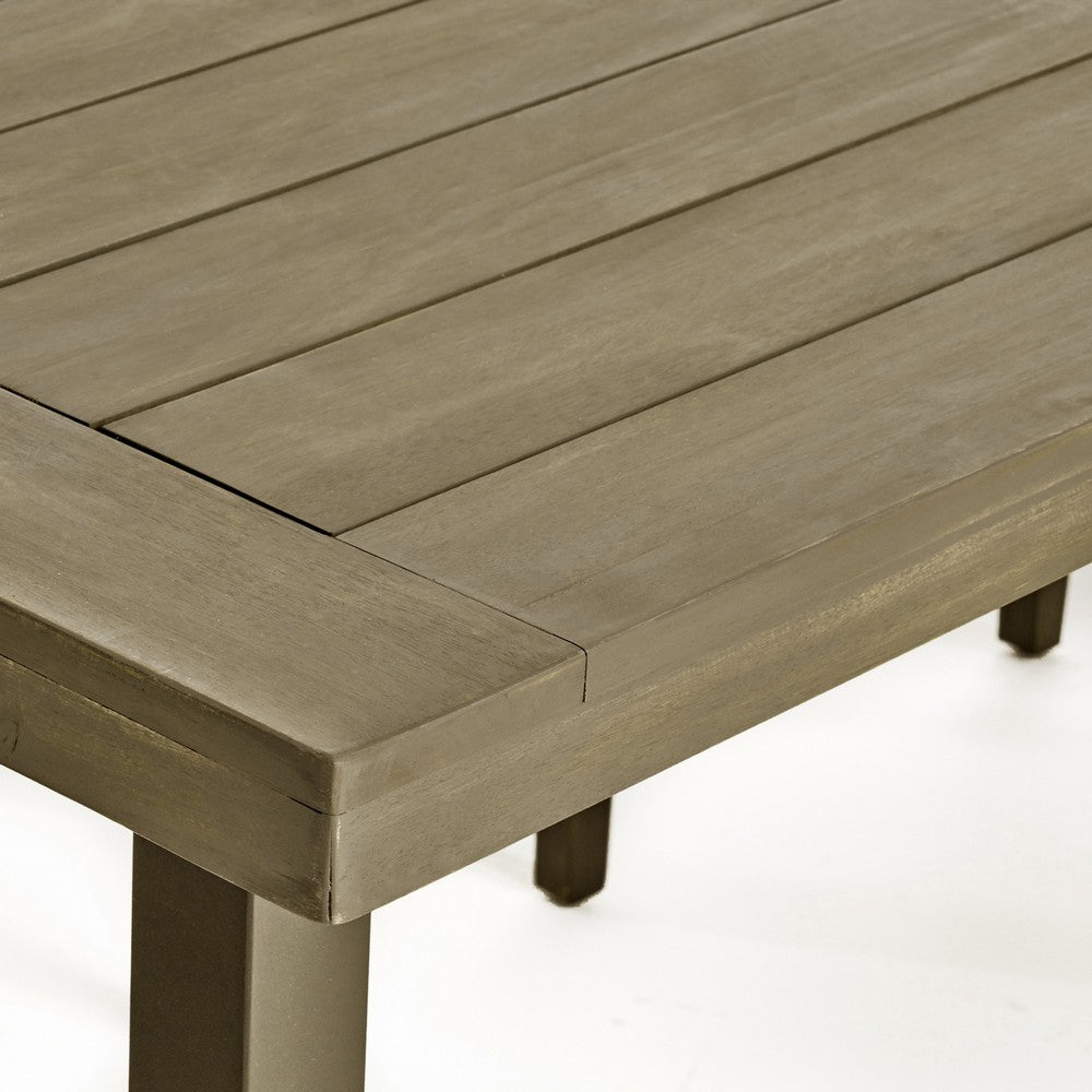 Benjara Kristi Outdoor Dining Table, Rectangular Wood Top, Gray Iron Legs, 69 Inch