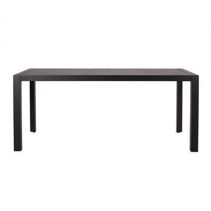 Benjara Outdoor Dining Table, Slatted Rectangular Top, Black Aluminum 70 Inch