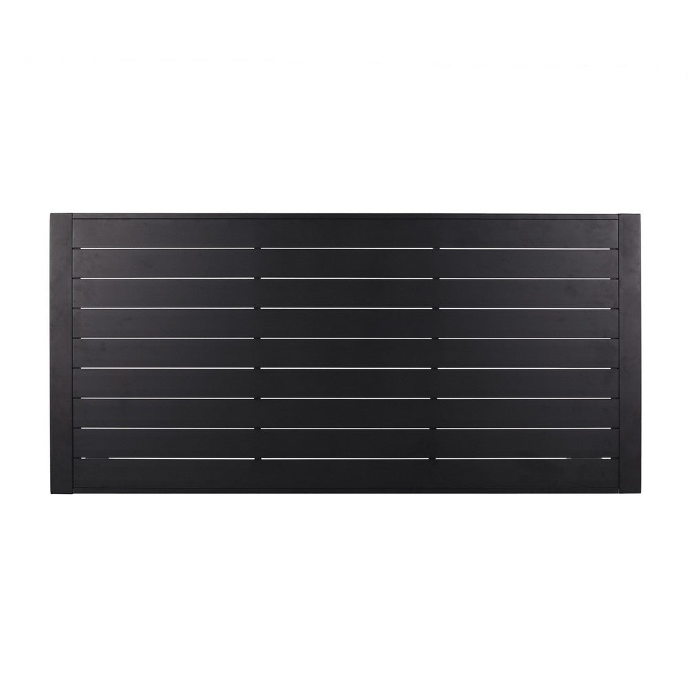 Benjara Outdoor Dining Table, Slatted Rectangular Top, Black Aluminum 70 Inch