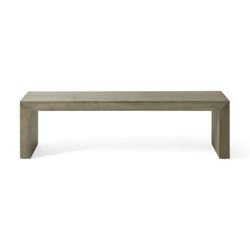 Benjara Dining Bench, Rectangular Seat Panel Legs, Gray And Taupe Wood, 63 Inch
