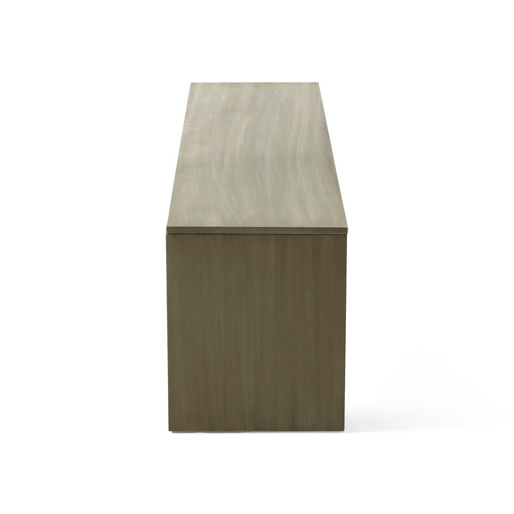 Benjara Dining Bench, Rectangular Seat Panel Legs, Gray And Taupe Wood, 63 Inch