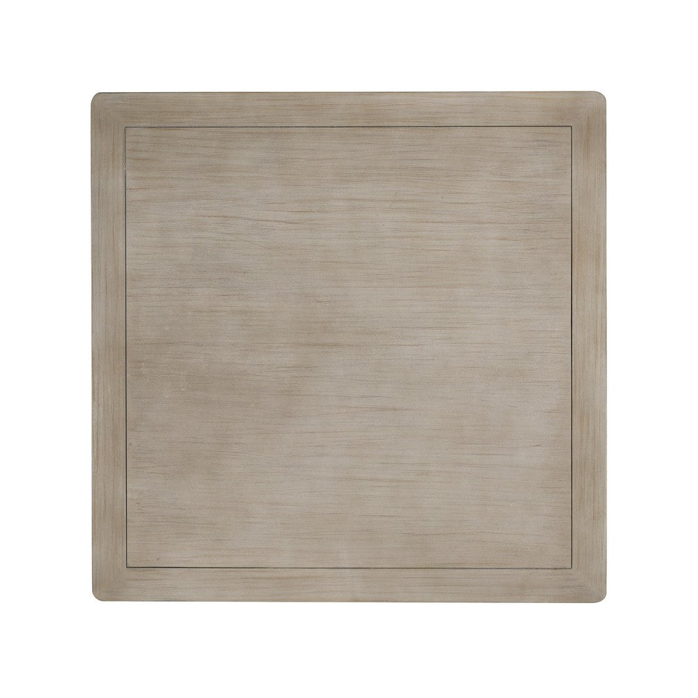 Benjara Coffee Table w Shelf, 34 Inch Square, Light Gray Ash Wood, Modern Style