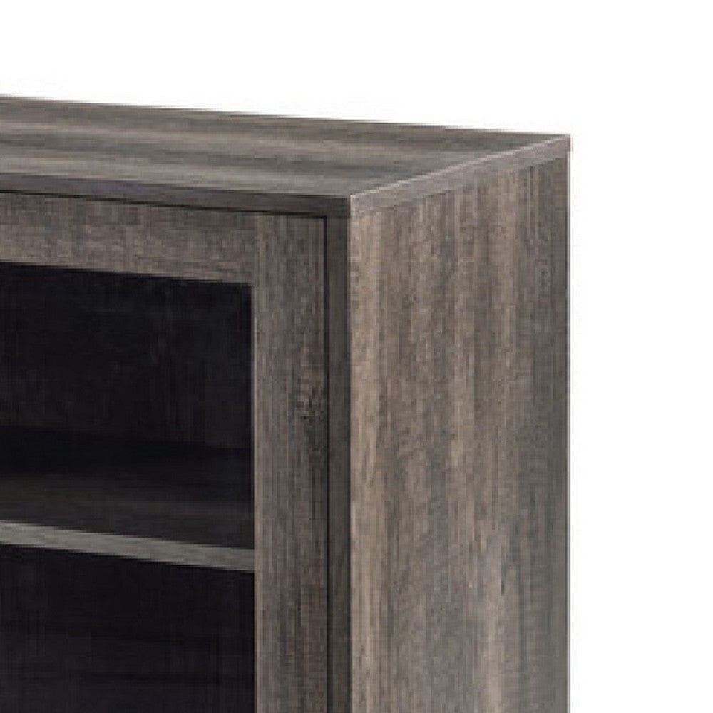 Benjara Sumi TV Stand Cabinet, Electric Fireplace Heater, Glass Doors, 70 Inch Gray
