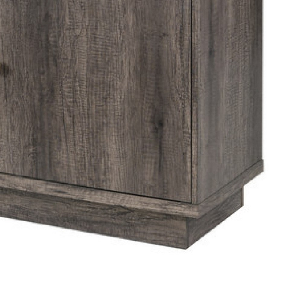 Benjara Ambi Electric Fireplace TV Stand Cabinet, Heater, 2 Door, 70 Inch Wood Gray