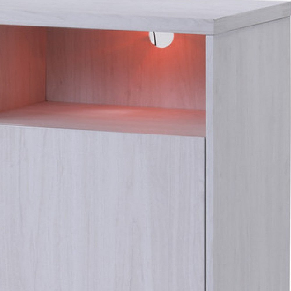 Benjara Ambi TV Stand Cabinet with Electric Heating Fireplace, 70 Inch Walnut White