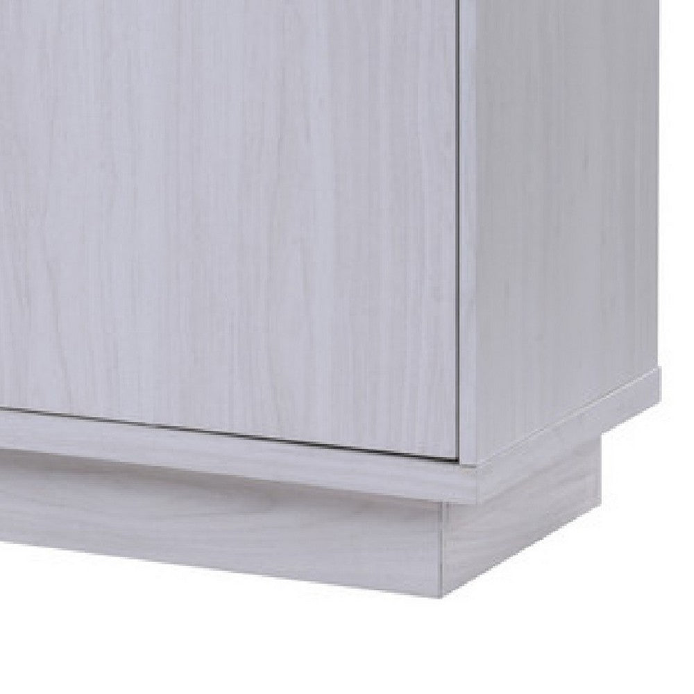 Benjara Ambi TV Stand Cabinet with Electric Heating Fireplace, 70 Inch Walnut White
