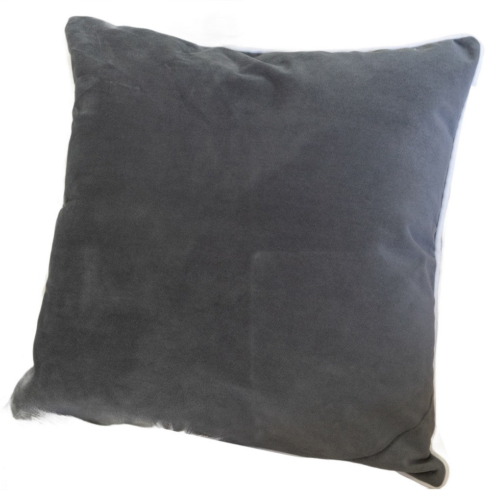 Benjara Rola Square Throw Pillow, Let It Snow Embroidery, Gray Cotton 20 Inch