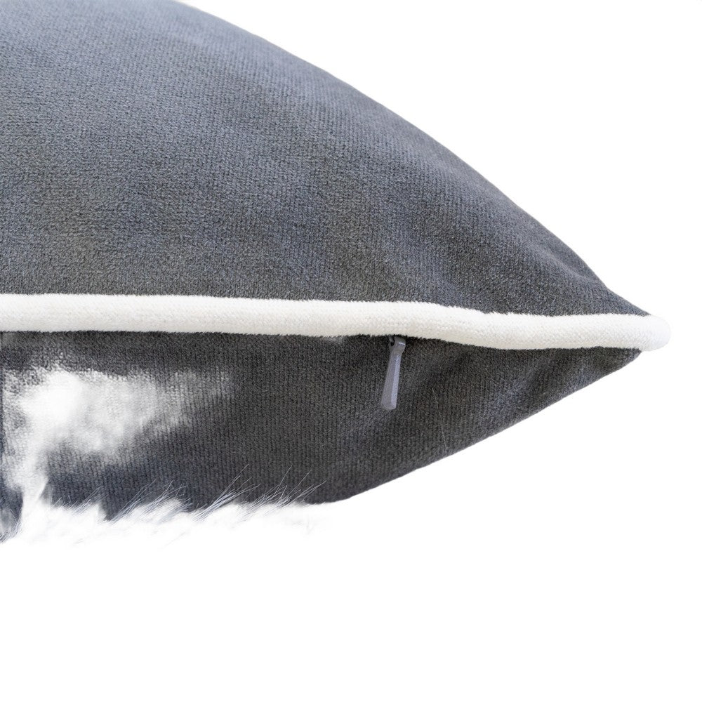 Benjara Rola Square Throw Pillow, Let It Snow Embroidery, Gray Cotton 20 Inch