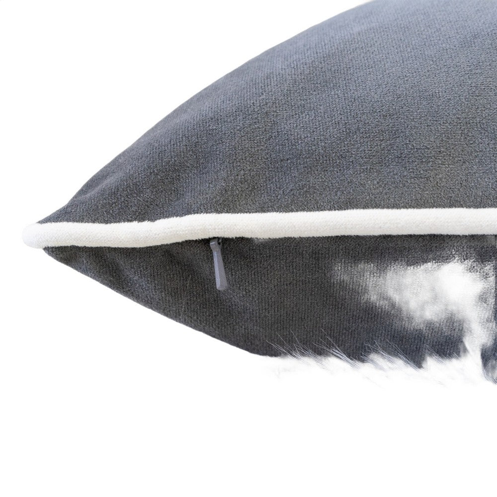 Benjara Rola Square Throw Pillow, Let It Snow Embroidery, Gray Cotton 20 Inch