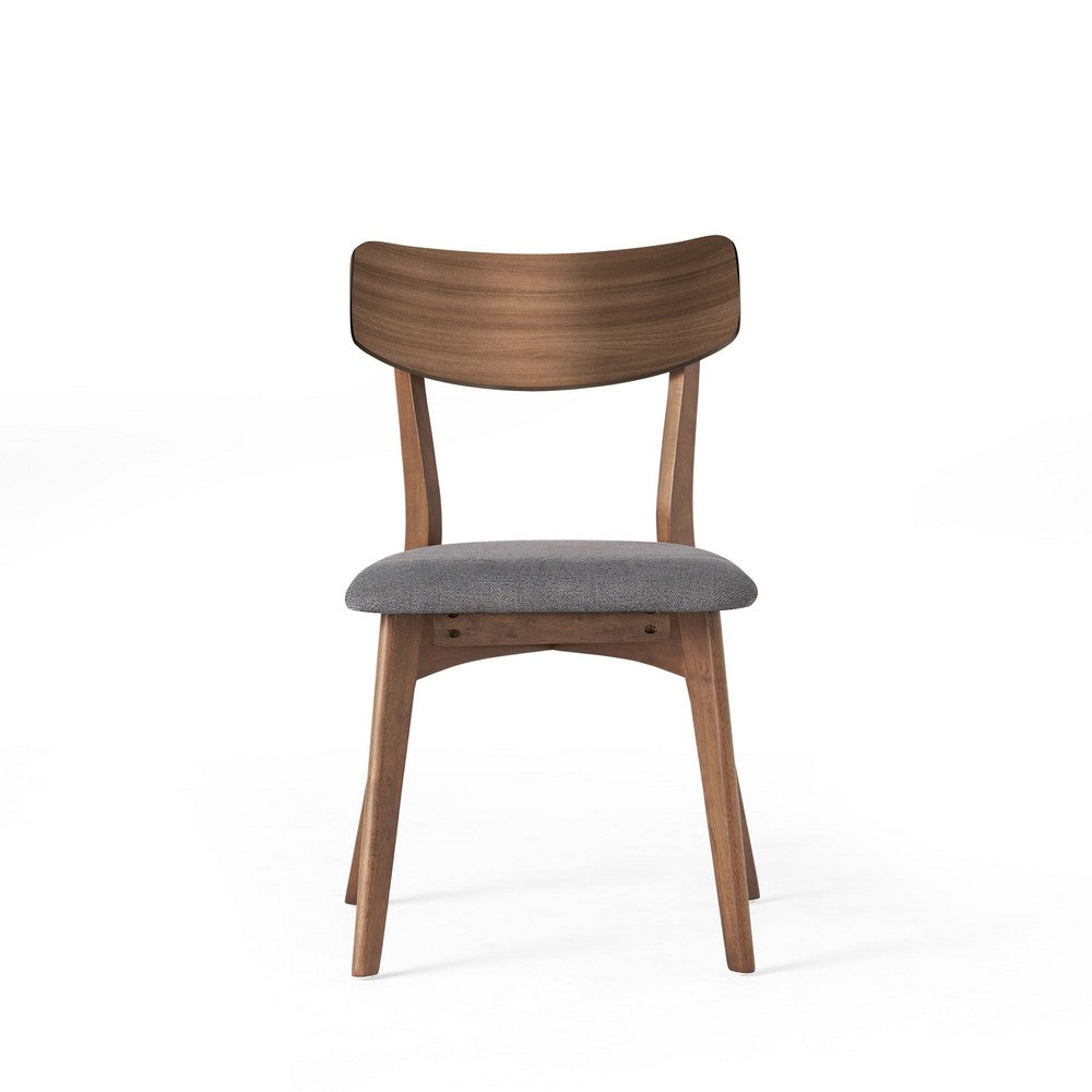 Benjara Bety Dining Side Chair Set of 2, Midcentury Design, Gray Cushion Seat