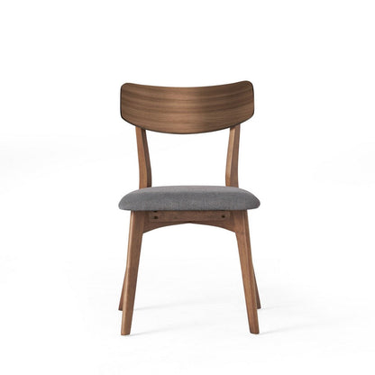 Benjara Bety Dining Side Chair Set of 2, Midcentury Design, Gray Cushion Seat