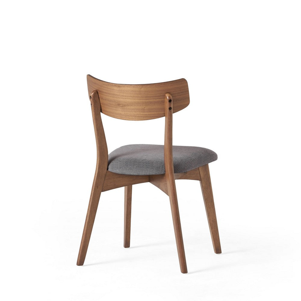 Benjara Bety Dining Side Chair Set of 2, Midcentury Design, Gray Cushion Seat