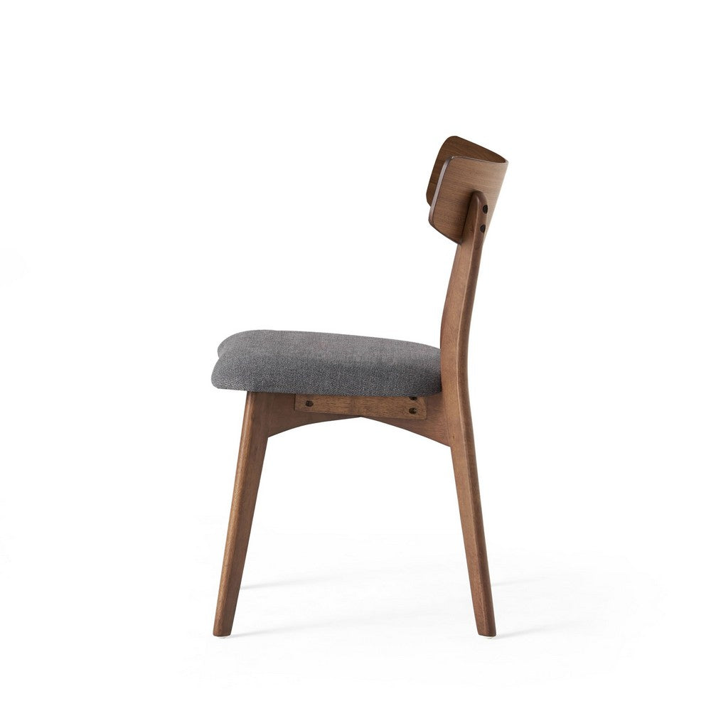 Benjara Bety Dining Side Chair Set of 2, Midcentury Design, Gray Cushion Seat
